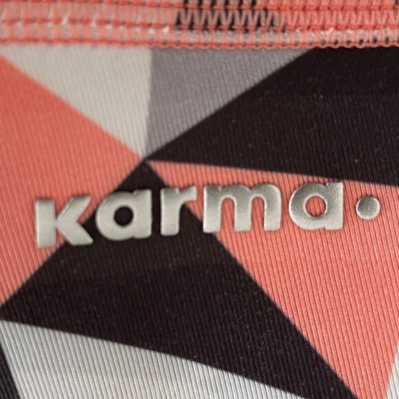 Karma Activewear Geometric Print Poly Spandex Crop Leggings Blk Gry Wht Pink S - Picture 10 of 12